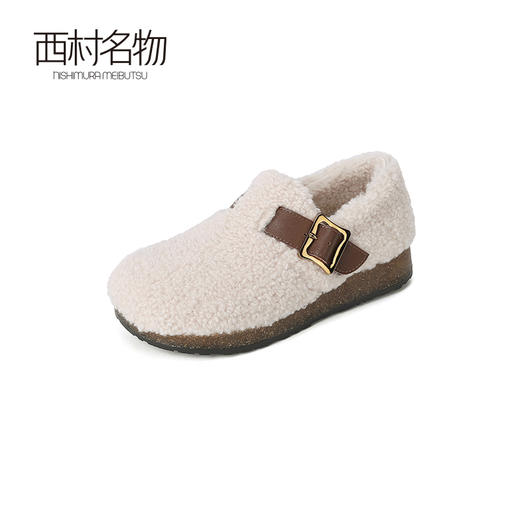 西村名物2023新款秋冬季外穿加绒加厚豆豆单鞋勃肯鞋羊毛毛鞋保暖T23DM45891 商品图2