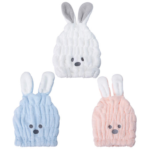 「数色可选！儿童+成人款」干发帽可爱卡通兔子浴帽吸水珊瑚绒儿童擦头发毛巾包头干发巾居家布艺 商品图3