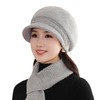 雀说 兔毛盆帽时尚妈妈帽加绒保暖防风针织帽子围脖套件M2570 商品缩略图3