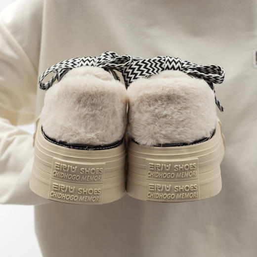 「两款配色！港风chic加绒款」帆布鞋女学生2023冬新款韩版保暖休闲厚底板鞋子 商品图2