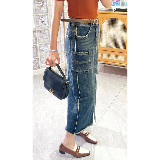 女装23秋冬新品流苏水洗牛仔半裙2235-S866-2▲ 商品图3