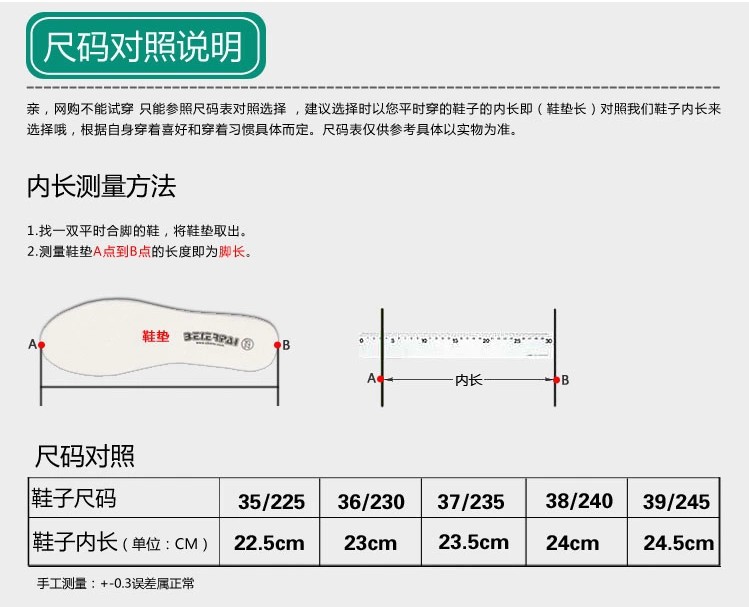 尺码表35－39 22.5