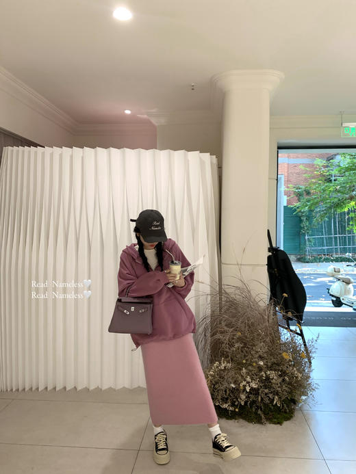 Read Nameless /厚绒紫色樱桃卫衣+浣熊绒粉紫色半裙 商品图13