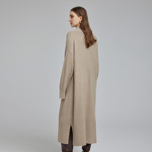 NG680斯尔丽2023秋冬新款半高领宽松口袋提花宽松显瘦显高针织连衣裙 商品图1