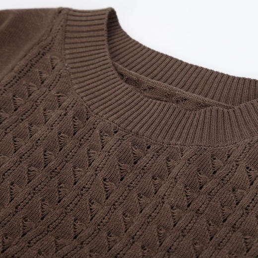 NG678斯尔丽2023秋冬新款美拉德风提花镂空花纹搭配长裙慵懒针织套装 商品图4