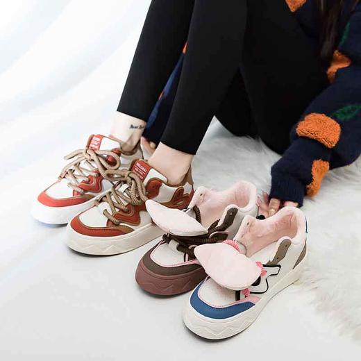 「三款配色！加绒款」新款加绒保暖二棉鞋2023秋冬季新款INS潮复古学生帆布鞋女潮 商品图1