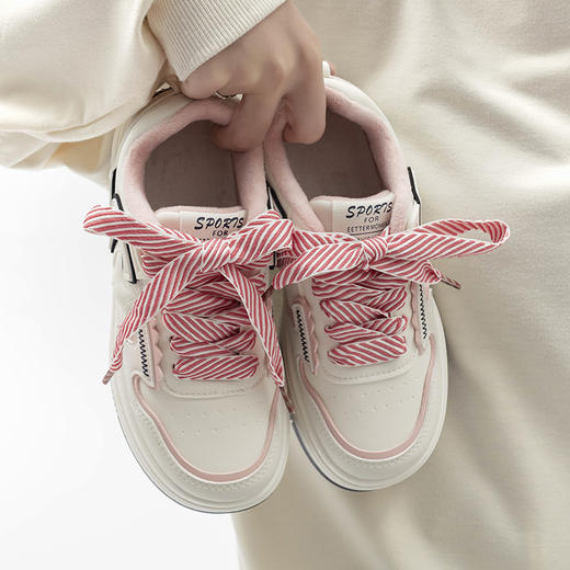 「两款配色！加绒款」2023新款秋冬二棉鞋休闲女鞋校园厚底小白鞋运动加绒板鞋 商品图2
