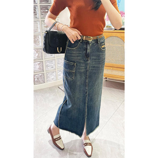 女装23秋冬新品流苏水洗牛仔半裙2235-S866-2▲ 商品图1