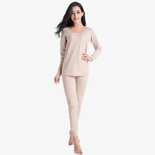 芳婷 新疆长绒棉保暖内衣女套装纯棉薄款塑身美体v领瘦版学生 商品图3