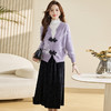 时尚百搭，提花貂绒上衣+波浪绉丝绒半裙HR-MLJL8359 商品缩略图4