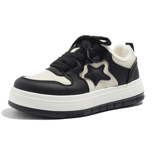 「两款配色！厚底星星鞋」冬季加绒休闲厚底星星板鞋女2023新款韩版潮ins保暖二棉鞋子 商品图4