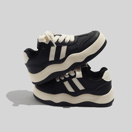 「三款配色！厚底德训鞋」秋冬保暖二棉鞋女学生加绒运动休闲厚底板鞋子 商品图0