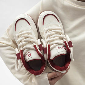 「两款配色！加绒款」秋冬季加绒板鞋2023新款小白鞋保暖休闲二棉鞋冬运动厚底鞋子