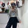 女加绒条纹字母兔子长袖T1005 商品缩略图1