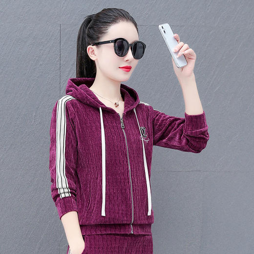 休闲套装雪尼尔新款，秋冬季长袖连帽卫衣减龄两件套TR-THF9966 商品图0