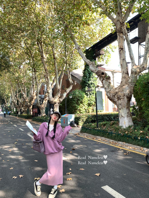 Read Nameless /厚绒紫色樱桃卫衣+浣熊绒粉紫色半裙 商品图10