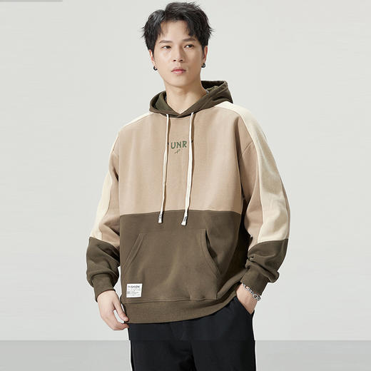 【圈】【重磅】【新款DQ】大依优型大码男装连帽卫衣长袖撞色插肩袖潮胖简约宽松休闲男士打底上衣 商品图6