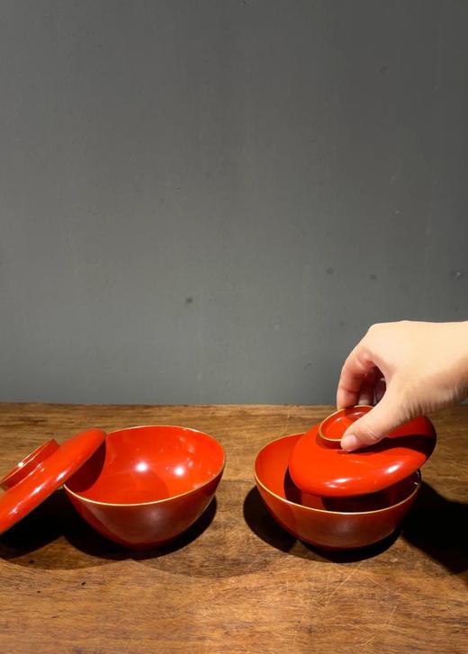 朱红大漆金漆沿盖碗两件套组，顺丰包邮 商品图3