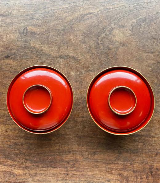 朱红大漆金漆沿盖碗两件套组，顺丰包邮 商品图1