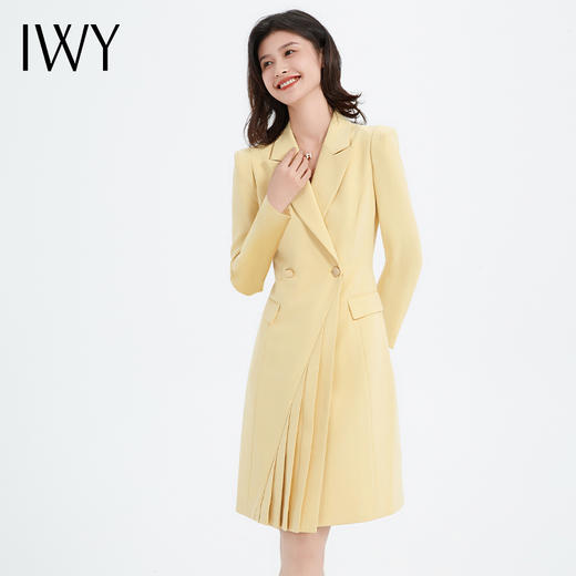 IWY/秋冬款长袖西装连衣裙女气质百褶显瘦上镜播音艺考裙设计感工Q13306 商品图2
