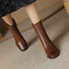 秋冬季新款，纯色真皮粗跟短筒时装靴DTN-A08-38 商品缩略图0