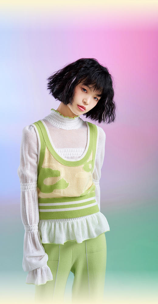 花瓣羊绒背心 商品图0