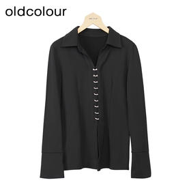 oldcolour黑色气质衬衫冬季新款设计感宽松长袖上衣女O42013233