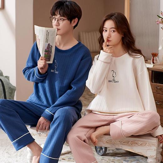 秋冬季情侣睡衣保暖加厚三层夹层空气棉睡衣女家居服套装韩版 商品图2