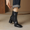 秋冬季新款，纯色真皮粗跟短筒时装靴DTN-A08-38 商品缩略图9