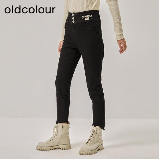 oldcolour冬季新款高腰显瘦直筒修身九分牛仔裤女O42113211 商品图2