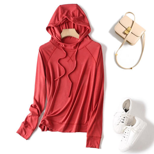 一姐春夏新款上衣外套休闲宽松玻尿酸德绒帽衫 商品图2