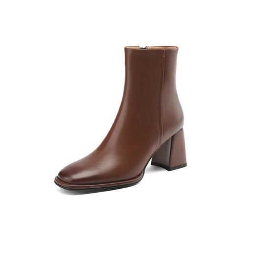 秋冬季新款，纯色真皮粗跟短筒时装靴DTN-A08-38 商品图13