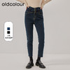 oldcolour冬季新款高腰显瘦弹力铅笔裤加厚深色牛仔裤女O44113429 商品缩略图0