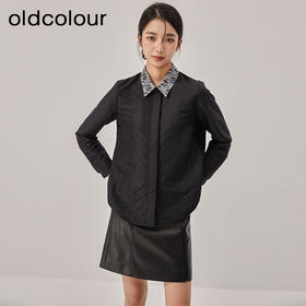 oldcolour2022冬季新款黑色复古气质宽松翻领长袖衬衫女O43013348