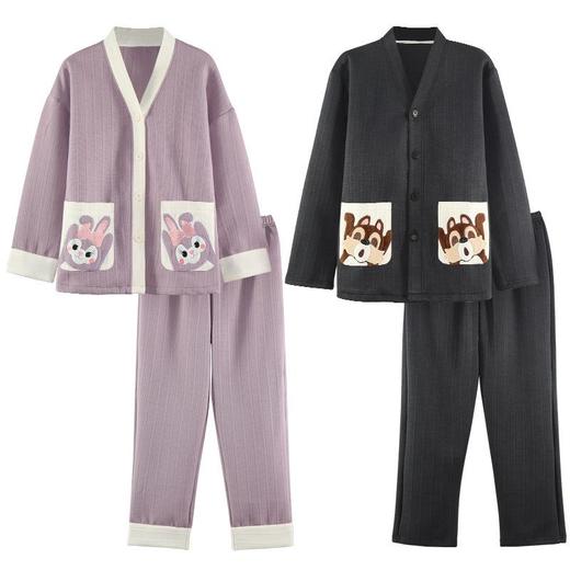 秋冬季情侣睡衣保暖加厚三层夹层空气棉睡衣女家居服套装韩版 商品图4