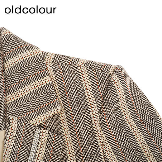 oldcolour复古西装外套冬季新款条纹直筒廓形气质上衣女O44048451 商品图3