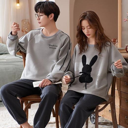 秋冬季情侣睡衣保暖加厚三层夹层空气棉睡衣女家居服套装韩版 商品图3