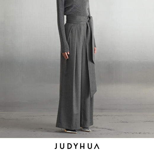 JUDYHUA 系带皱褶设计款直筒裤 商品图1