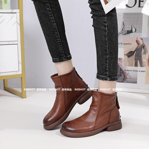 新品女士单层牛皮软底软面女矮靴803B35516（W） 商品图6