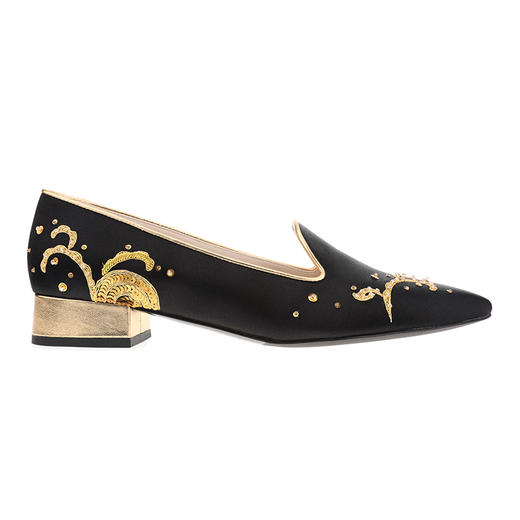 sheme新中式丝绸刺绣点缀优雅时尚尖头女士乐福鞋可定制 商品图0