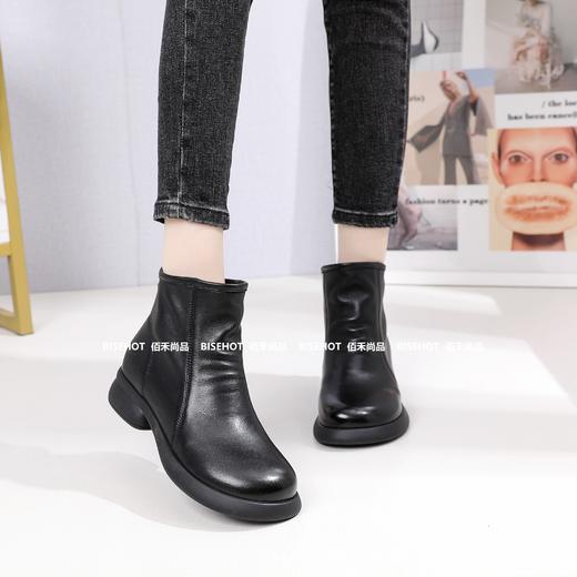 新品女士单层牛皮软底软面女矮靴803B35516（W） 商品图3