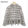 oldcolour设计感小众短外套冬季新款小香风无领夹克女O42041207 商品缩略图1