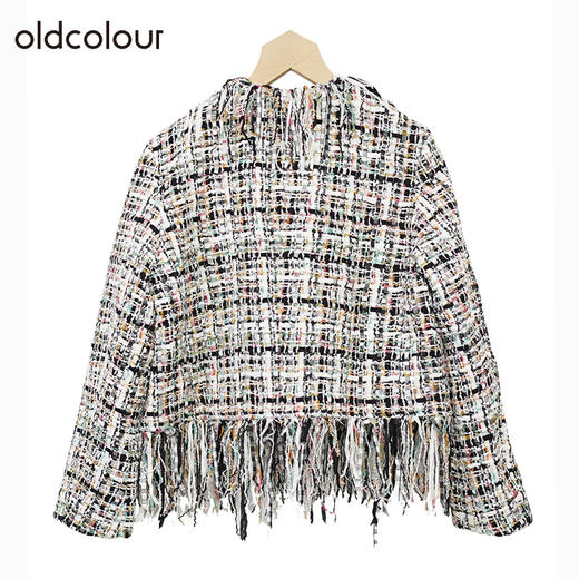 oldcolour设计感小众短外套冬季新款小香风无领夹克女O42041207 商品图1