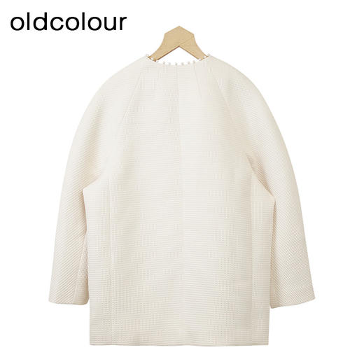oldcolour白色简约外套冬季新款设计感V领时尚上衣女O43042162 商品图1