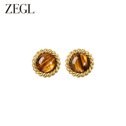 ZEGL法式复古虎眼石耳环女小众设计感高级耳钉925银针秋冬耳饰品 商品图1