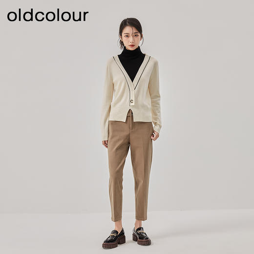 oldcolour冬季新款纯色高腰显瘦直筒百搭气质休闲裤女O44073428 商品图3