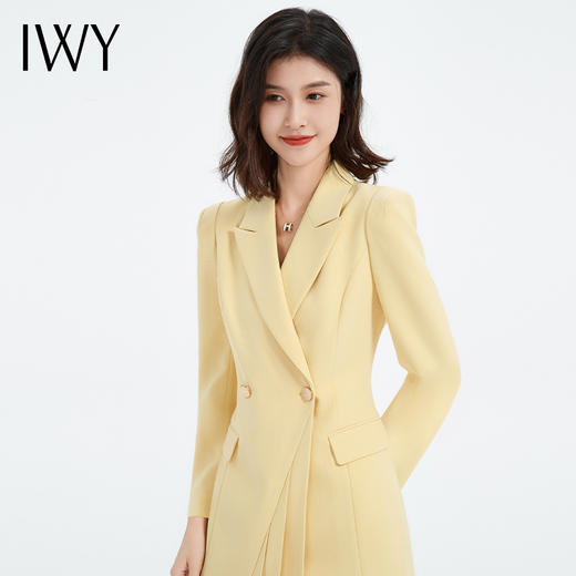 IWY/秋冬款长袖西装连衣裙女气质百褶显瘦上镜播音艺考裙设计感工Q13306 商品图4