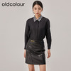 oldcolour2022冬季新款黑色复古气质宽松翻领长袖衬衫女O43013348 商品缩略图1