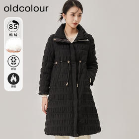oldcolour冬季新款黑色收腰显瘦长款立领羽绒服女O42093251