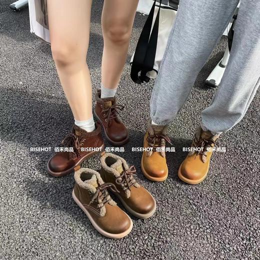 新品女士圆头美拉德系列加绒女矮靴653B35577（W） 商品图2